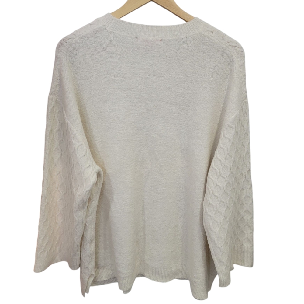 Joe Fresh Cable Knit Sweater Cozy Classic Crewneck Ivory Pullover Women’… - Picture 14 of 15